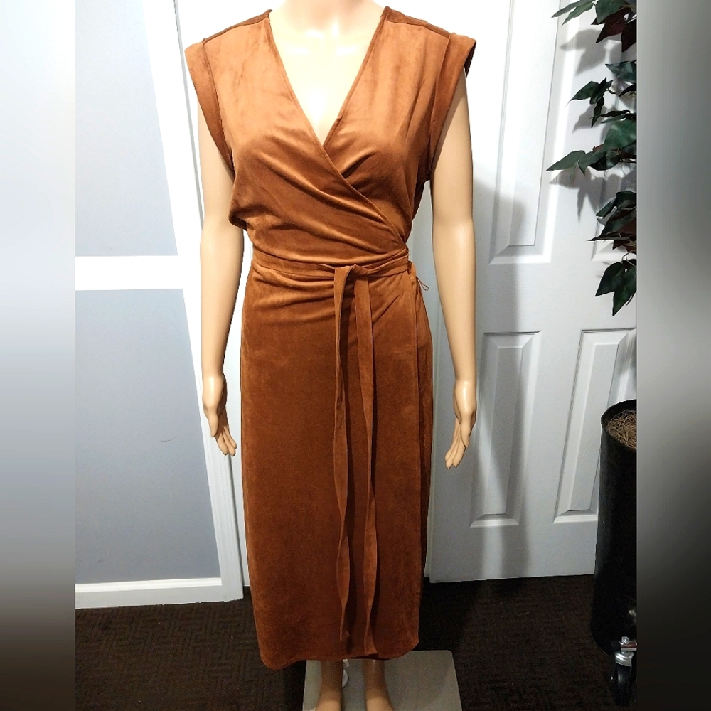 Banana Republic Vegan‎ Suede Wrap Dress, Size 10 Tall